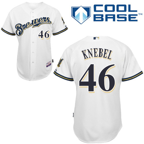 Brewers #46 Corey Knebel White Cool Base Stitched Youth MLB Jersey - Click Image to Close
